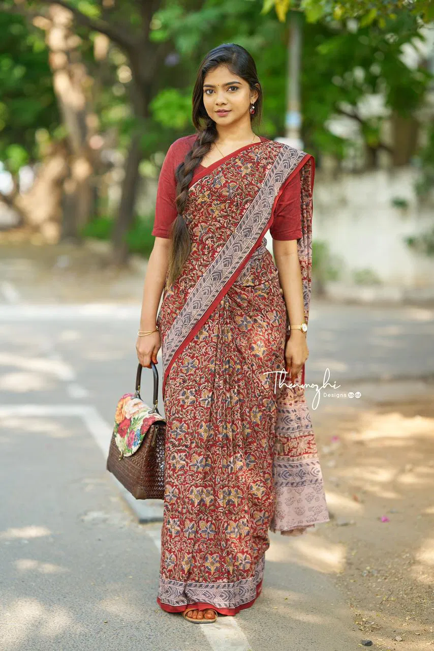 DF 160 Kalamkari Printed Soft Cotton Sarees Wholesale Price In Surat